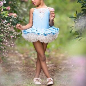 DOLLCAKE EUC Powder Blue Hand Crafted Pearl Detail Tutu Dress